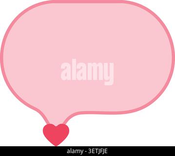 Flat illustration of a pale pink rounded speech bubble with a red heart shaped tail at the bottom Stock Vector