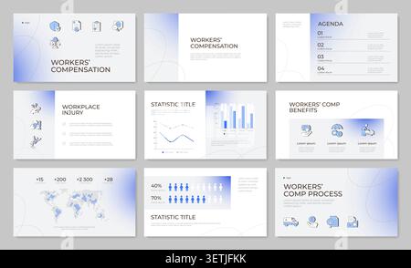 Workers rights advocacy presentation template set Stock Vector