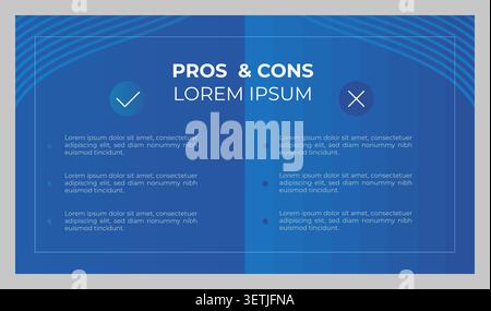 Pros and cons presentation slide template Stock Vector