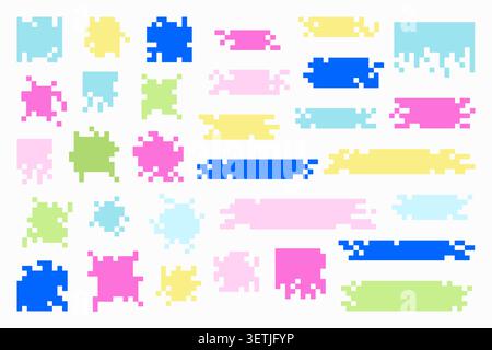 Y2K pixel art elements, blots and strokes. Stock Vector