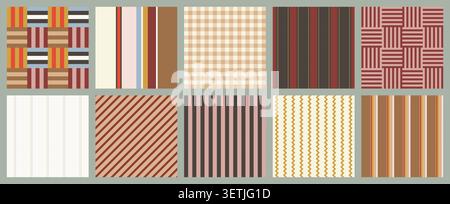Minimalist Striped and Checkered Patterns Set Stock Vector