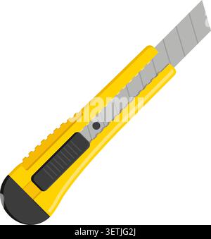 Stationery knife icon in flat colorful style. Cutting tool vector illustration on isolated background. Office knife sign business concept. Stock Vector