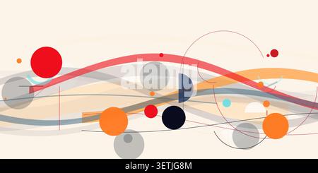 Retro Geometric Shapes Abstract Decorative Pattern. Modern Vintage Geometry Design Composition for Backdrop, Background, Wallpaper. Chaotic Shapes Stock Vector