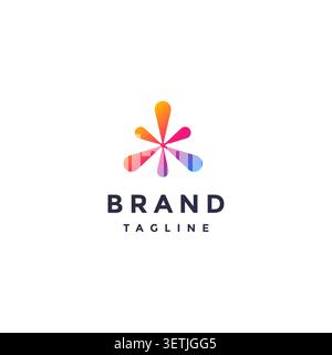 Simple Colorful Triangle Splash Logo Design. Six Glowing Color Dots Spread Out Logo Design. Stock Vector