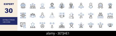 Expert, Specialist, Professional Rating and Top Talent Line Icons Set Editable Stroke Vector Illustration Stock Vector