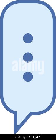 Flat illustration of a narrow vertical pale blue message bubble with three centered dots and a pointed tail Stock Vector