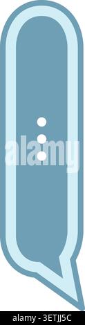 Flat illustration of a narrow vertical gray message bubble with three white dots and a pointed tail Stock Vector