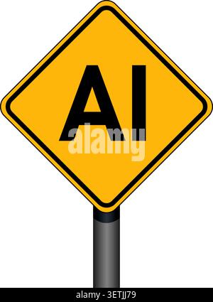 yellow warning traffic sign ai isolated vector illustration Stock Vector