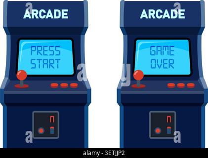 Retro arcade machine icon in flat style. Gaming console vector illustration on isolated background. Computer screen sign business concept. Stock Vector