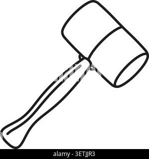 Hammer icon in flat outline stroke style. Mallet vector illustration on isolated background. Work tool sign business concept. Stock Vector