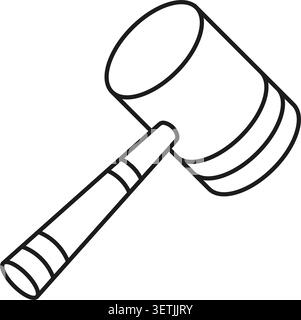 Hammer icon in flat outline stroke style. Mallet vector illustration on isolated background. Work tool sign business concept. Stock Vector