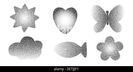 Organic Dotwork Shape Collection in Monochrome Style Stock Vector