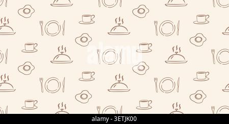 Cafe breakfast vector seamless pattern background Stock Vector