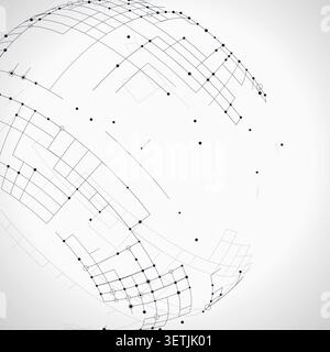 Decorative tech globe illustration for creative templates, creative layouts, and modern visual branding. Stock Vector