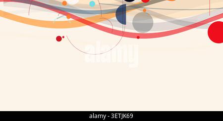 Abstract geometric colorful background bauhaus shapes. Circles, triangles, dynamic layout for banner poster cover. Creative Modernist Pattern Stock Vector
