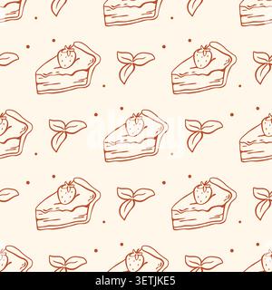 Hand drawn berry pie slices seamless pattern Stock Vector