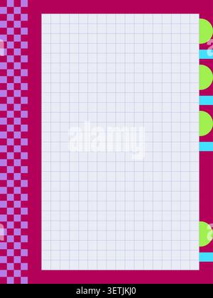 Retro fine grid colorful planner page template Stock Vector