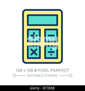 Calculator pixel perfect line color icon Stock Vector