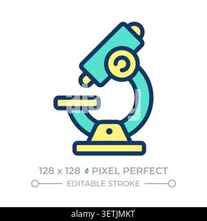 Microscope pixel perfect line color icon Stock Vector