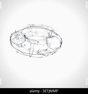Wire Torus vector background with crisp scalable linework for microstock and commercial design projects. Stock Vector