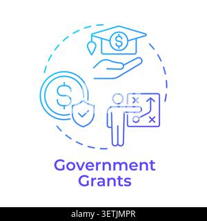 Government grants blue gradient concept icon Stock Vector