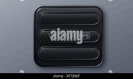 Minimalist black UI buttons and frames. Sleek modern design element for mobile app and web. Vector illustration Stock Vector