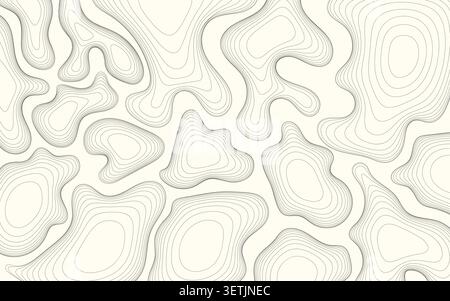 Abstract topographic map background with wavy lines, contour lines pattern, vector illustration Stock Vector