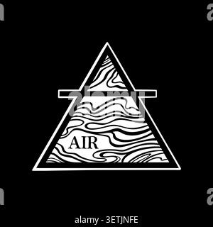 Black and white graphic of an upright triangle with a horizontal line, filled with stylized wavy lines representing air currents or wind. The text "AI Stock Vector