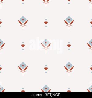Delicate Folk Sprigs seamless pattern repeat Stock Vector