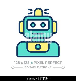 Robotics pixel perfect line color icon Stock Vector