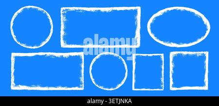 Frozen snow ice frames with frosty texture overlay vector illustration set. Stock Vector