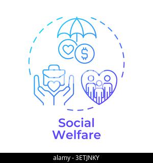 Social welfare blue gradient concept icon Stock Vector