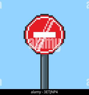 Pixel art Stop Sign Traffic game asset design Stock Vector