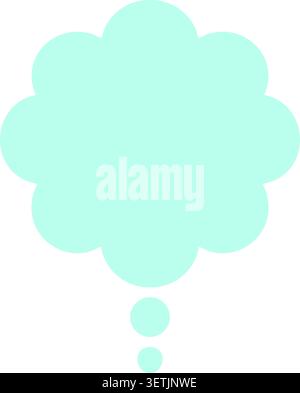 Flat illustration of a pale blue cloud shaped thought bubble with two small circular trail dots Stock Vector