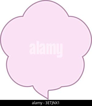 Flat illustration of a pale blush speech bubble shaped like a flower with rounded lobes and a small pointed tail Stock Vector
