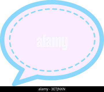 Flat illustration of a pale lavender oval speech bubble with a blue outline dashed inner border and pointed tail Stock Vector