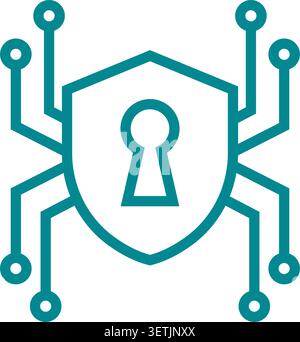 Modern artificial intelligence cybersecurity shield icon design Stock Vector