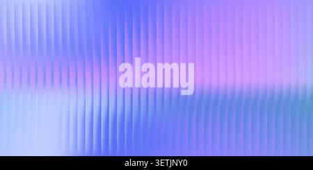 Abstract ribbed glass background with blurred blue and pink reflections. Fractal vertical lines pattern. Neon fluted rippled futuristic backdrop for Stock Vector