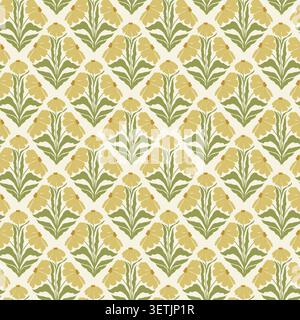 Bouquet of flowers with yellow petals, simple flat pattern. vector illustration. Geometric floral seamless pattern, isolated on a white background Stock Vector