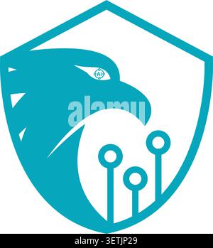 Modern artificial intelligence cybersecurity shield icon design Stock Vector