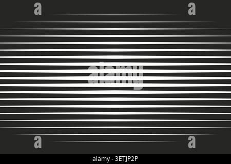 Striped pattern with horizontal lines gradation. Vector abstract background with white and black halftone stripes. Geometric transition monochrome Stock Vector