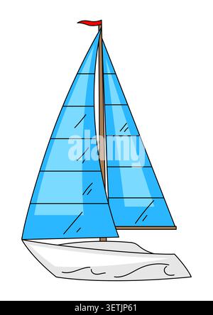 Sailing yacht image. Travel and tourism symbol. Retro style conceptual illustration. Stock Vector
