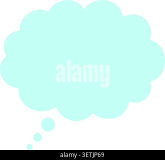 Flat illustration of a pale blue cloud shaped thought bubble with small trailing dots and soft rounded edges Stock Vector