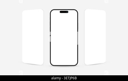 Clay Smartphone Device Mockup Template Vector Illustration with Blank Mobile Screens and App UI Presentation Layout Stock Vector