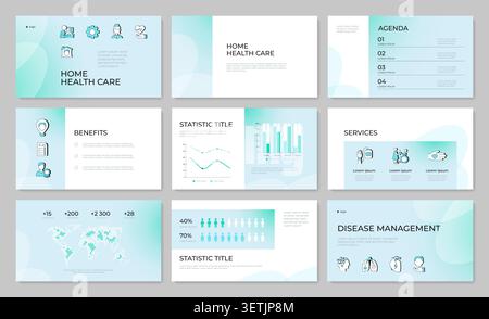 Accessible healthcare infrastructure presentation template set Stock Vector