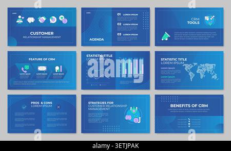 Strategic customer engagement frameworks presentation template set Stock Vector