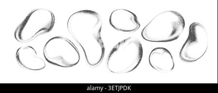 Abstract black grainy blur shapes set on white background Stock Vector