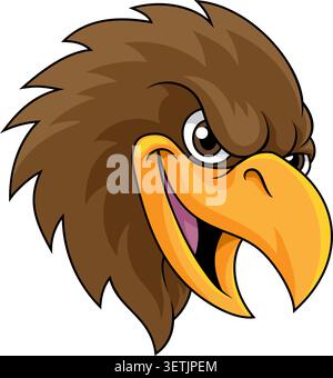 An eagle, falcon, hawk, osprey or other bird of prey sports team mascot cartoon character. Stock Vector