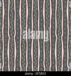 Wavy Botanical Vine Stripe Texture Stock Vector