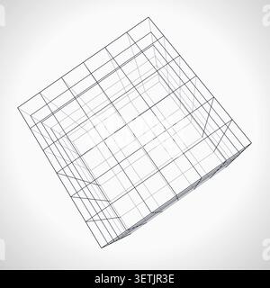 Wire Cube vector background with decorative geometric detail for microstock and commercial design projects. Stock Vector